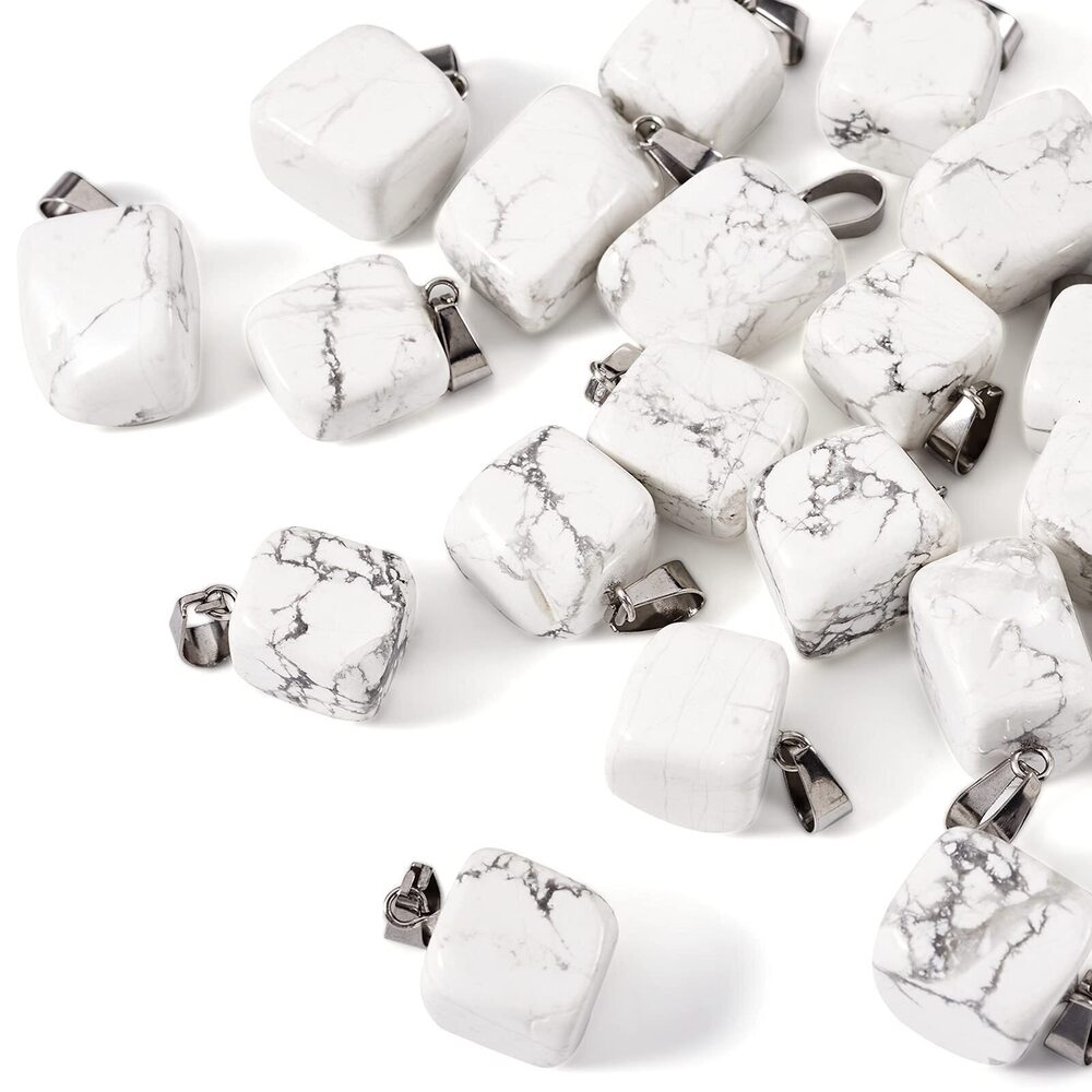 4794 Pandahall 24pcs Irregular Natural Gemstone Pendant Howlite Pendants